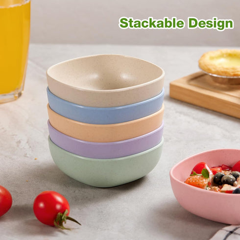 6 Pack Wheat Straw Soy Sauce Dishes, 4.5 oz Small Dessert Bowls, Unbreakable Dipping Bowls