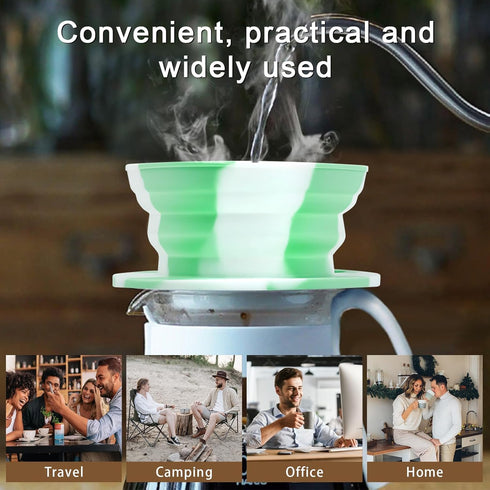 Paperless Travel Camping Pour Over Coffee Maker, Collapsible Kit with Stainless Steel Filter for Single Serve