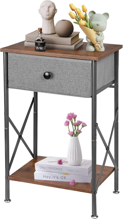 VECELO Night Stand, Nightstand, Small End Table for Small Spaces, Wood Side
