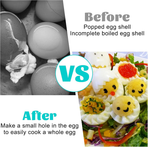 APLZGMG Egg Piercer with Retractable Pin, Stainless Steel Egg Poker for Hard Boiled Eggs, Great Eggshell Peeler Tool