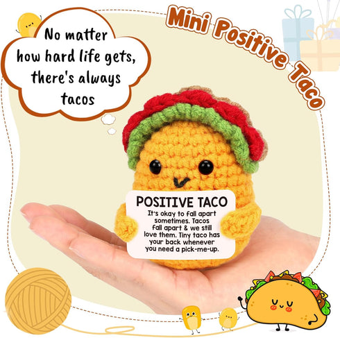 Positive Crochet Taco Birthday Gifts for Women Men Teacher Appreciation Mothers Day Graduation Gift Adult Kids Son Mom