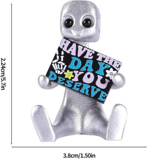 Xuanpax Adorable Tiny Desk Robot Have The Day You Deserve Resin Art Toy & Free hugs Desktop Ornament for Anxiety