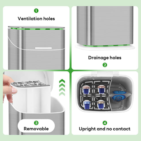 5 Counter GFWARE Toothbrush Holders with Cover - Slots Tooth Brush Holder for Bathroom, Detachable Bathroom Organizer