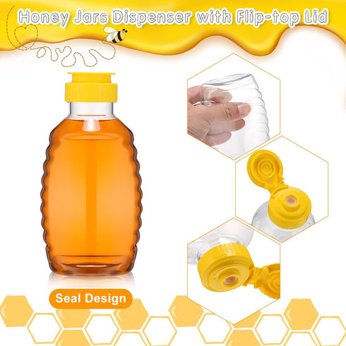 24 (16oz) Pcs Clear Plastic Honey Bottles Plastic Skep Style Jar Honey Squeeze Bottle Empty Refillable Honey Dispenser