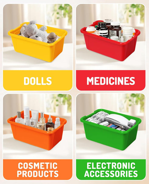 6 (6, GAMENOTE Quart Storage Bins with Lids, Plastic Latching Box for Classroom & Kids Toy Storage,Stackable Shoe Box
