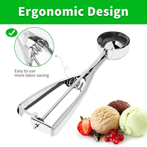 3PCS Premium Ice Cream Scoop Set, Small/Medium/Large Stainless Steel Scoops, Professional Trigger Release by AOULELA