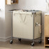 Wheels,160L 2 Chrislley Double Laundry Hamper with Rolling Laundry Basket Section,Steel Frame Laundry Cart with Handle