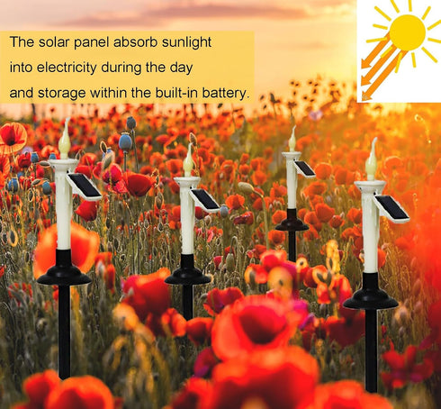 4Pcs Solar Taper Candles with Holders, Waterproof LED Candles Light Rechargeable Tapered Candlesticks with Dusk to Dawn