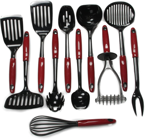Chef Craft Select Nylon Slotted Spoon, 11.75 inch Kitchen Utensil, Red