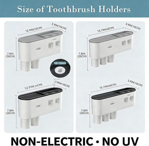 6 2 2 Toothbrush Holders for Bathrooms Wall Mounted, Slot Toothbrush Holder with Automatic Toothpaste Dispensers