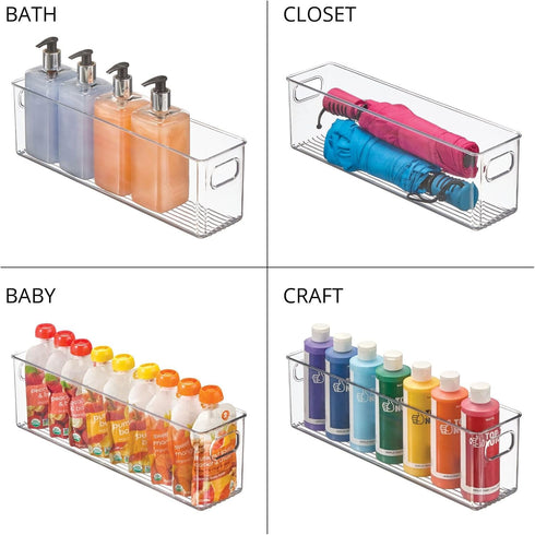mDesign Plastic Kitchen Organizer - Storage Holder Bin with Handles for Pantry, Fridge/Freezer, Clear