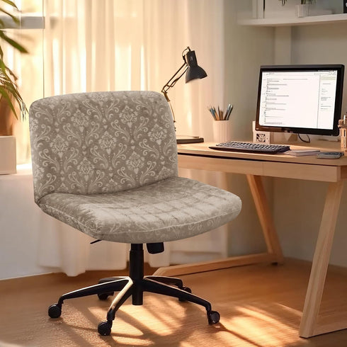 Armless Criss Cross Chair Cover Chair Slipcover Office Desk Chair Covers Velvet Embossing Mid Back Wide Seat Accent