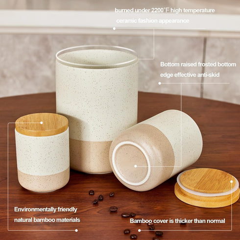 Yangbaga Canister Sets for Kitchen Counter, 80 OZ Large Ceramic Food Storage Jars with Airtight Lids
