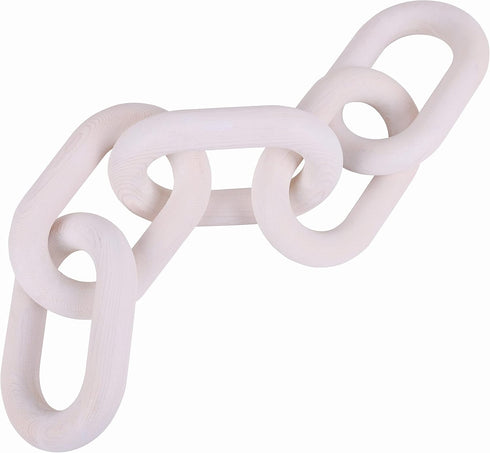 5-Link HMASYO White Wood Chain Link Decor, Wooden Decorative Chain Home Decor Accents, Coffee Table Decor, Shelf Decor