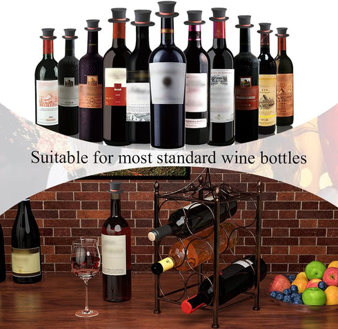 Wine Stoppers, Funny Reusable Silicone Bottle Caps, Decorative Wine Sealer Accessory Set for Christmas Holiday (Pack of