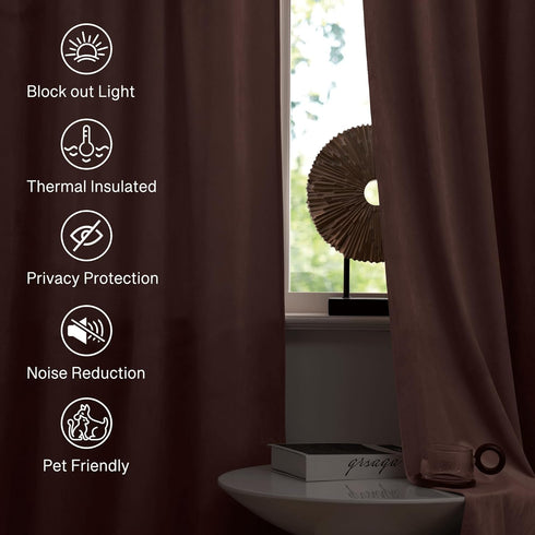 W52 L84, 2 StangH Pink Velvet Curtains for Nursery Bedroom, Room Darkening Privacy Protect Window Treatment Home