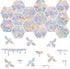 Honeycomb & Bee 30-Piece Rainbow Window Clings, Non-Adhesive Vinyl Decals, Bird Strike Deterrent, Kid-Friendly Variety