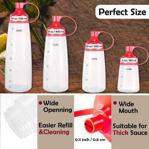 BBQ(1 13 oz.) Condiment Squeeze Bottles for Sauces Pancake Batter Plastic - Wide Mouth Kitchen Ketchup Mustard Squirt