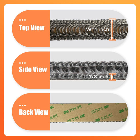 Self Adhesive Stove Window Glass Gasket Tape, 1" width 72" Length, Flat Stove Door Glass Gasket, Self Stick Flat Gasket Tape for Stove and Fireplace Window Glass