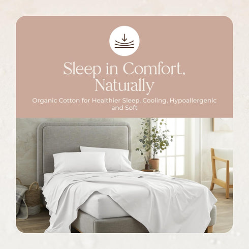 100% Organic Cotton Pillow Cases Queen Size Set of 2, 300 Thread Count, GOTS Certified, Soft & Breathable Pillowcases,