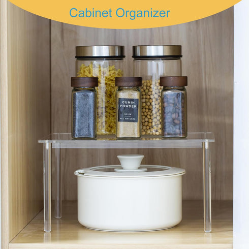 HENABLE 1 Pack Countertop Counter Acrylic Cabinet Organizer, Kitchen Organizer, Clear Spice Rack, Shelf Risers Cabinets