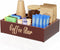 Coffee Station Organizer for Countertop - Wooden Coffee Bar with Removable Dividers, Farmhouse Coffee Pod Holder Basket