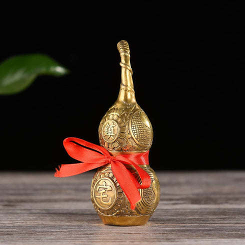 BRABUD Chinese Good Luck Wu Lou/Hu Lu Gourd/Cucurbit, Copper Statue Collectible Figure, Amulet