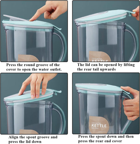 Berglander 71 OZ Fridge Door Water Pitcher with Lid, Clear PET Water Jug for Making Tea, Juice, and Cold Drinks