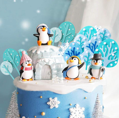 JeVenis Winter Penguin Cake Decoration - Snowflake Supplies for Onederland Party