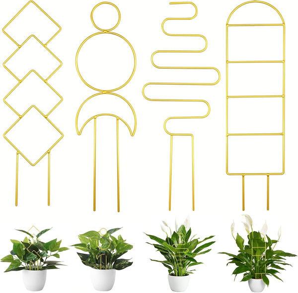 CANIPHA 4 Pcs Mini Metal Trellis for Potted Plants, Climbing Support Stake for