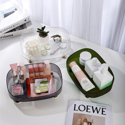 Clear Acrylic Perfume Tray, Round Makeup Bathroom Trays for Counter, Decorative Vanity Trays for Dresser Tops