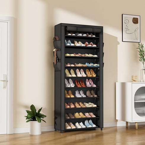 Closet 10 36-41 VTRIN Vertical Narrow Shoe Rack Organizer Tall Shoe Rack for Entryway Tier Non-Woven Cover Shoe Shelf