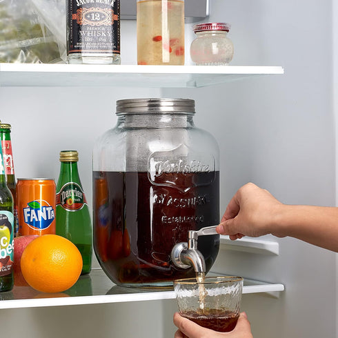 Cold Brew Pitcher, 1 Gallon Iced Coffee Maker, Cold Brew Mason Jar with Thick Glass Carafe and Stainless Steel Filter