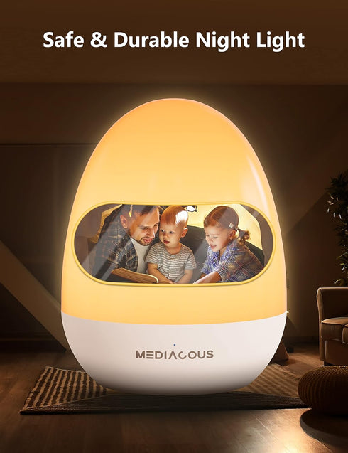 Dimmable 1H 200H MediAcous Night Lights for Kids Room, Egg Light for Nursery with Stable Charging Pad, Baby Night Light