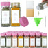 TESUNMU Pink Spice Jars with Label4oz Seasoning Containers, Glass Spice Bottles with Shaker