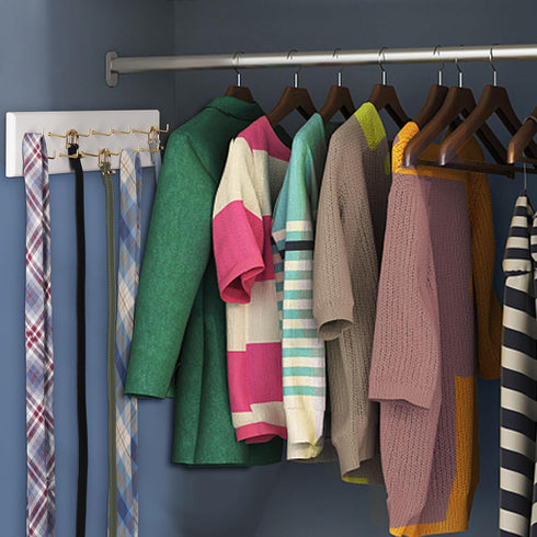 Belt Hanger Wall Mount, Belt Organizer for Closet, Holds Over 28 Belts, Wooden Wall Mounted Rack for Storage