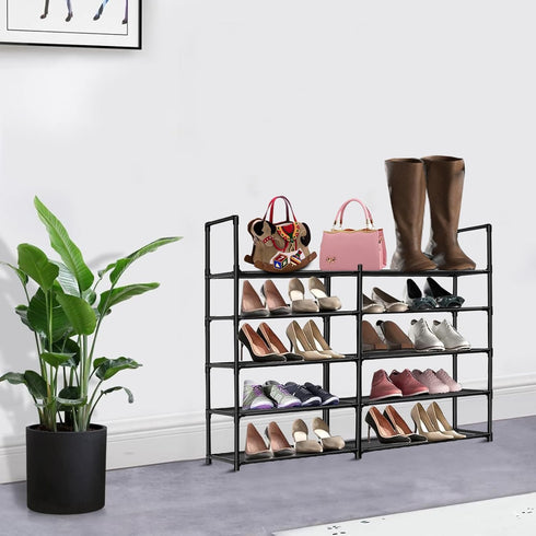 UrMsun 10-Tier Closet Shoe Rack,Space Saving Shoe Storage Tall Shoe Rack Organiser Shelf Non-Woven Fabric Shoe Tower