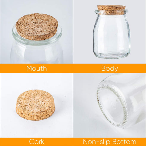Brajttt 30 Pack, 7 oz Mini Yogurt Jars Glass Favor Jars with Cork Lids, Pudding Containers with Lids, Mason Jar Wedding