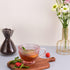 Handle-14 oz (4) Vintage Glass Coffee Mugs with Pink Embossed Glass Cups for Cappccino, Latte, Cereal, Yogurt, Tea