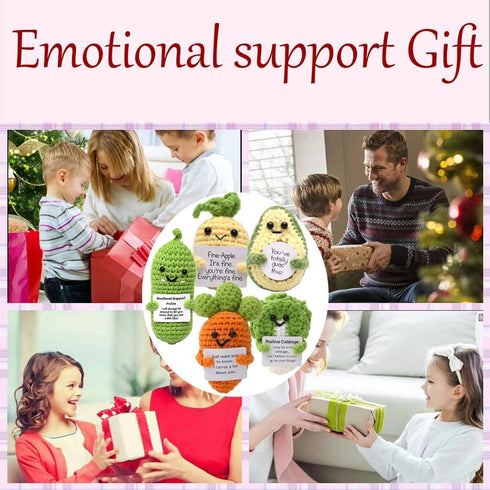 Fumonebuty 5PCS Handmade Emotional Support Crochet Gift Encouragement Support Vegetables and Fruits Knitted Dolls