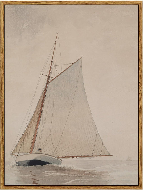 InSimSea Framed Wall Art for Living Room Coastal Wall Decor White Sailboat