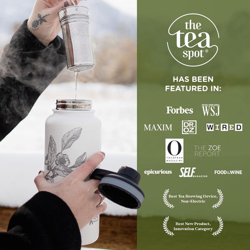 32oz, The Tea Spot Himalayan Tea Tumbler - Travel Bottle with Tea Infuser for Loose Leaf Tea or Iced Coffee