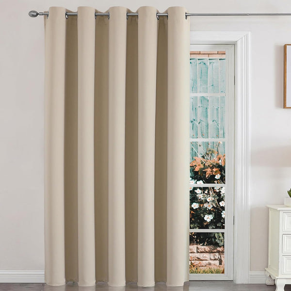 Joydeco Sliding Door Curtains - Light Beige Extra Wide Curtains 70 x 108 inches for Patio and Living Room