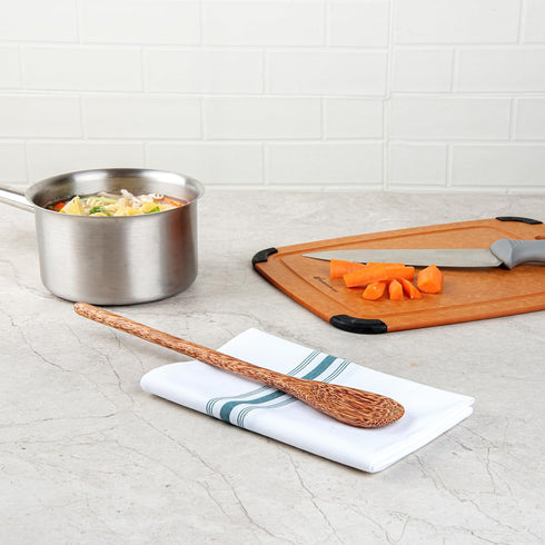 Restaurantware Coco Casa 14.3 Inch Handmade Serving Spoon, 1 Greaseproof Coconut Spoon for Hot and Cold Foods