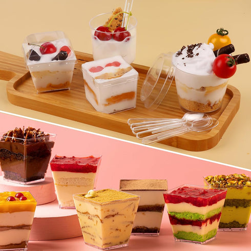 430 Pack 4 oz, 5 oz 7 oz LifeIdeas Mini Dessert Cups with Lids and Spoons, Shooters Cups for Party, Clear Yogurt