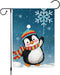 Winter Penguins Garden Flag 12x18 Inch Double Sided Burlap Welcome Christmas Snowflakes Scarfs Outdoor Holiday