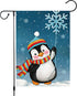 Winter Penguins Garden Flag 12x18 Inch Double Sided Burlap Welcome Christmas Snowflakes Scarfs Outdoor Holiday