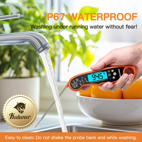 TP-01 Waterproof Digital Instant Read Meat Thermometer - 4.6 Folding Probe with Backlight for Cooking, BBQ, Liquids