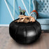 Louis Donn Round Unstuffed Faux Leather Pouf Ottoman Cover, Portable Indoor Outdoor Foot Rest Cover with Invisible