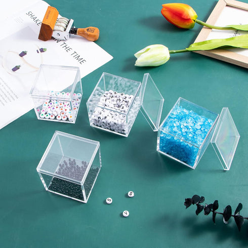 6 Packs Clear Acrylic Plastic Box with Lids, Small Square Containers for Candy, Pill, and Jewelry